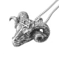 ebay Amazon Hot Sale Men's Titanium Steel Stainless Steel Jewelry Silver Jewelry Retro Devil Sheep Head Pendant Necklace